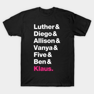 The Umbrella Academy Members - Pink Klaus T-Shirt